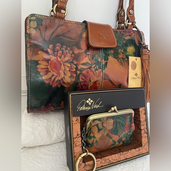 Patricia Nash Floral * Rienzo* Satchel & *Borse* Keychain Set. NWT
